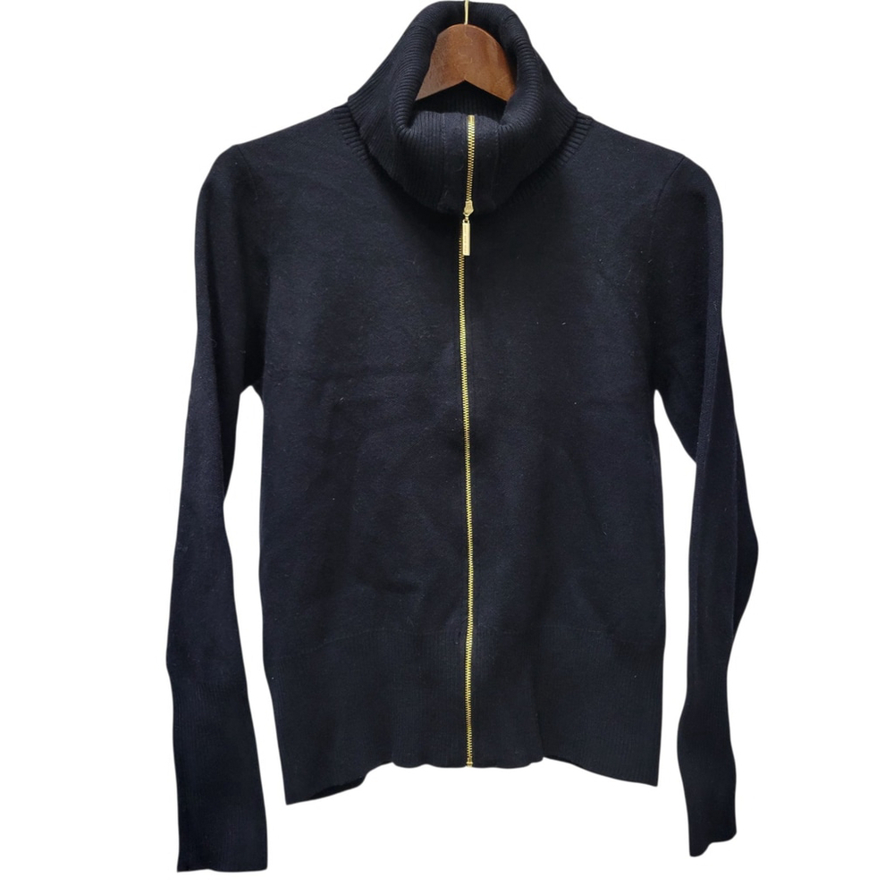Marc New York Andrew Marc Womens Full Zip Cowl? Neck Sweater Black Size Medium